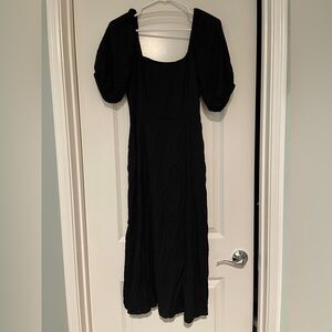 Old Navy Medium Black Puff Sleeve Midi Dress NWOT